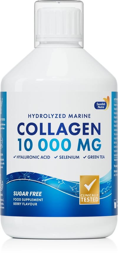 Swedish Nutra Vloeibare Marine Collageen 500 ml - Pure Peptide - Vloeibaar - Suikervrij met Hyaluronzuur en Vitamine C - Anti aging - Anti Rimpel - Huid - Haar - Nagels