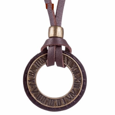 Lange ketting- Donker Bruin leder- Romeinse cijfers- 80 cm - Charme Bijoux