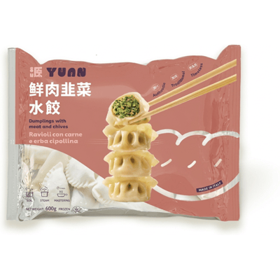 Yuan verse diepvriesdeegpakketjes met varkensvlees en Chinese bieslook 600 g, traditionele Chinese deegpakketjes