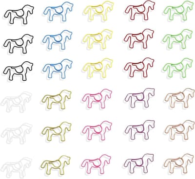 SnelShoppen - 30 Stuks Paarden Vorm Paper Clips, Metallic Kleurige Kantoor Clips voor School, Thuis, Documenten, Bestanden Organiseren, Creatieve Kant