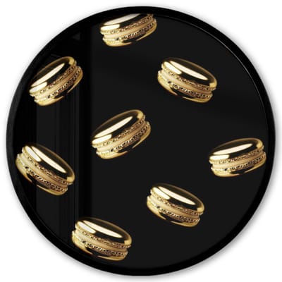Poster in lijst Rond - Fotolijst 40x40 cm - Posters - Macarons - Patroon - Goud - Zwart - Ronde posterlijst zwart - Decoratie - Wanddecoratie woonkamer - Muurdecoratie slaapkamer