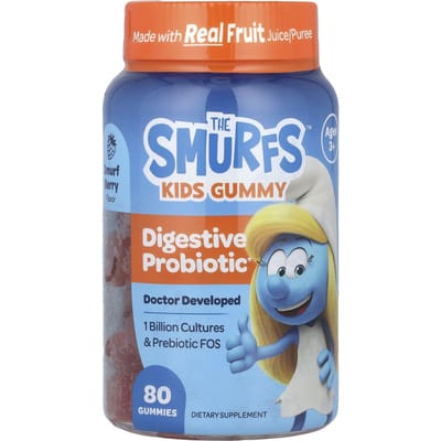 Les Schtroumpfs, Gommes pour Enfants, Probiotique Digestif, À partir de 3 ans, Baie Schtroumpf, 80 Gommes