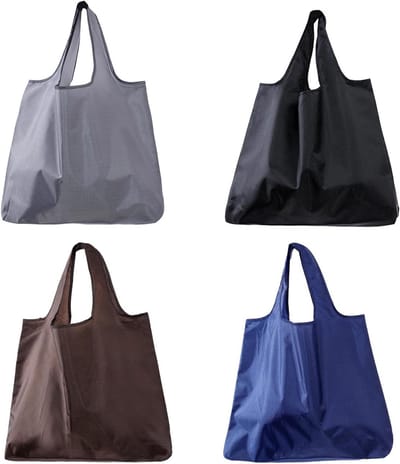 Grote Vouwbare Winkeltassen - 4 Stuks van 53 × 64 cm, Duurzaam en Wasbaar, Ideaal voor Boodschappen, Picknicks en Kamperen