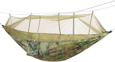 Draagbare Hangmat - Kampeer Hangmat - Outdoor Ontspanning - 210T Parachute Nylon - 260 x 140 cm - Legergroen