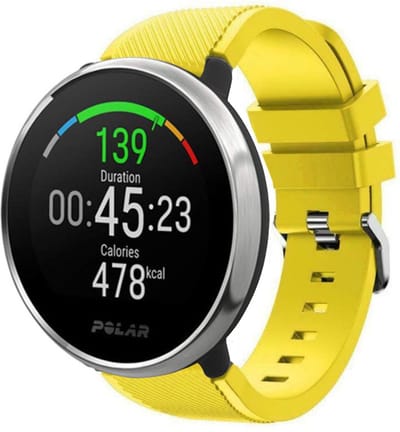 Strap-it Twill siliconen bandje - geschikt voor Polar Ignite / Ignite 2 / Ignite 3 / Unite / Pacer - geel