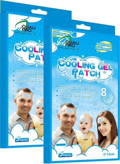 QualiPro® Verkoelende Migraine & Hoofdpijn Pleisters - 10 stuks - Werkt Verlichtend bij Koorts - Verkoelende Pleisters - Tandpijnbestrijding - Zwelling - 2 x 5 Stuks