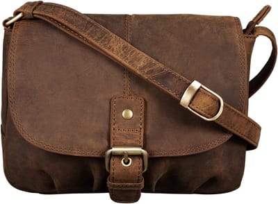 Kleine leren schoudertas - Vintage stijl - Bruin