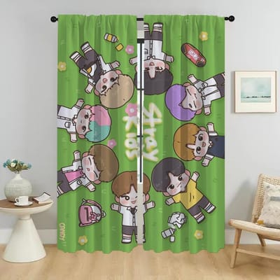 Moderne Woonkamer Gordijnen 2 Stuks KPOP-straykides Tule voor Slaapkamer Halloween Decoratie Verduisterende Gordijnen Shades Scheidingswand W50xH70cmx2pcs-CL
