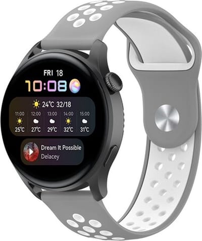 By Qubix - Geschikt voor Garmin bandje - Geschikt voor Garmin Vivoactive 4 / 4L - Sport Edition Siliconen band - Grijs + wit - Smartwatch bandje 22mm
