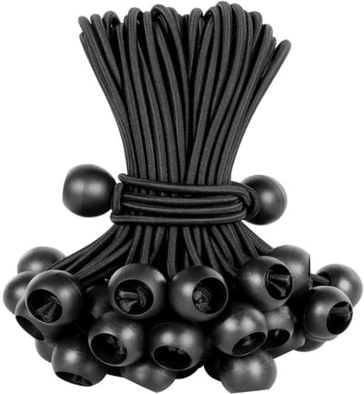 Daity 50-pack - Bungee-koorden - 6 inch imitatie zware bungee-koorden met ballen - Bungee-ballen voor luifels - zeilen - kamperen - schuilplaatsen - vracht - zware trekstangen (zwart)