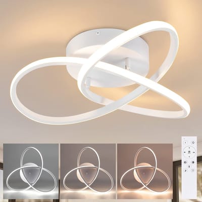 NETTLIFE Plafondlamp LED – 40cm - Wit – Dimbaar - Moderne Plafondverlichting – met creatief ontwerp - Metaal - voor Woonkamer | Slaapkamer | Gang - 33W