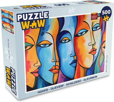 Puzzel Hoofd - Olieverf - Schilderij - Kleurrijk - Legpuzzel - Puzzel 500 stukjes