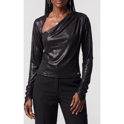 GUESS Petra Oneshoulder Dr Shiny Black Maat: XS | Longsleeves Outlet | Dames | Zwart