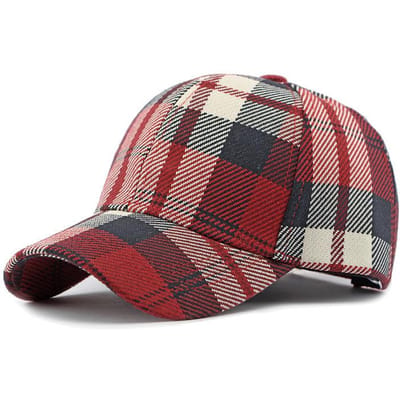 Ruitjes Baseballpet, Zonwerende Snapback Ademend Buiten Truckerpet, Casual Papa Pet (Red,Adjustable) rood