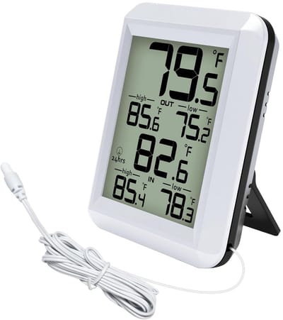 Kabelgebonden digitale binnen- en buitenthermometer met waterdichte kabel voor thuis en kantoor