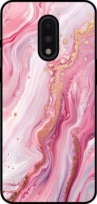 Smartphonica Telefoonhoesje Geschikt voor OnePlus 7 met marmer opdruk - TPU backcover case marble design - Roze geschikt voor OnePlus 7
