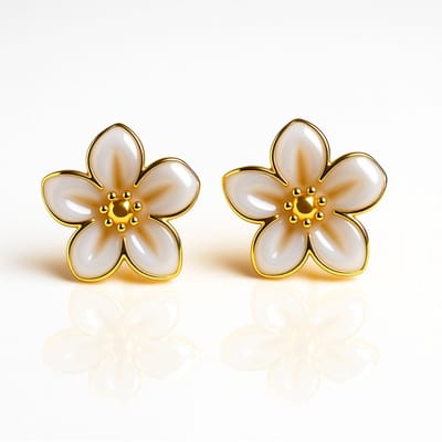Luxxie statement oorbellen wit parelmoer-goud -oorstekers-kado voor haar-kerst kado-dames oorbelle