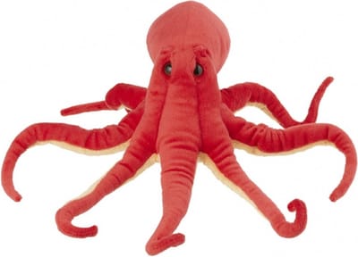 Nature Planet pluche knuffeldier - Octopus/Intvis - rood - 32 cm - zeedieren