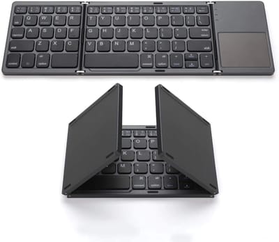 KZQ Opvouwbaar Bluetooth-toetsenbord met touchpad - Draadloos en oplaadbaar - Zakformaat reistoetsenbord voor laptop tablet en smartphone - Zwart