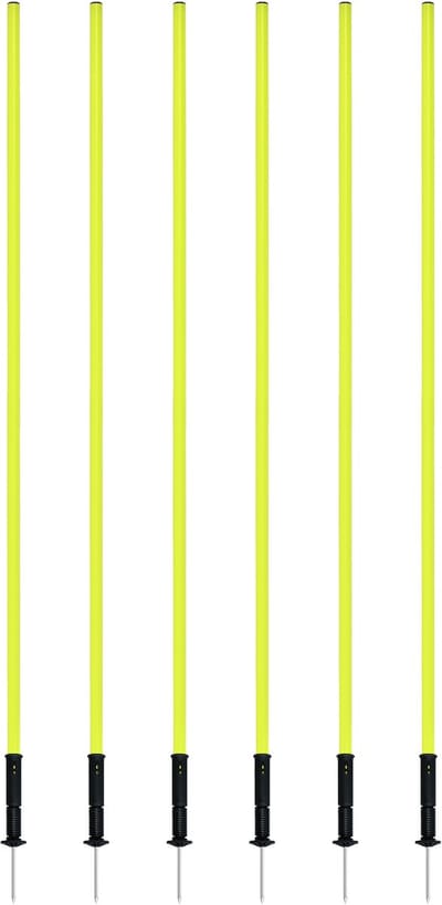 Slalomstangen Set - Trainingsstokken - Behendigheidstraining - Veerbelaste basis - 6 stuks 150 cm - Geel