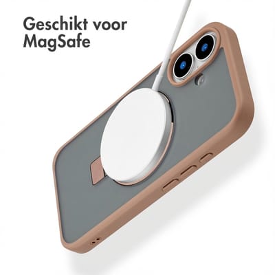 Accezz Hoesje - Geschikt voor Apple iPhone 16 - Ring Stand Backcover geschikt voor MagSafe - Bruin