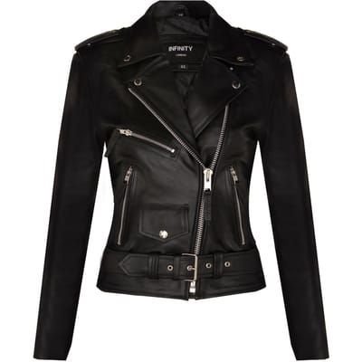 Dames rundleer bikerjack-Mansfield