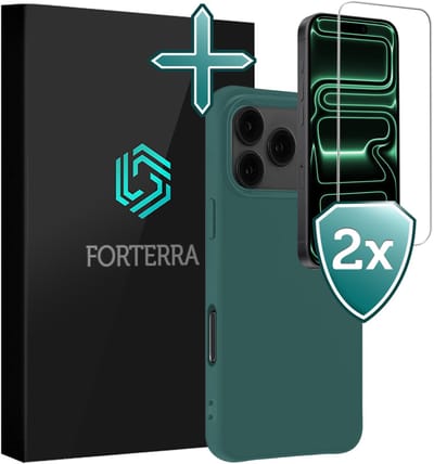Hoesje Met 2x Screenprotector - Geschikt voor Apple iPhone 17 Pro - Sterk & Shockproof - Telefoon Hoes - Back Cover - Siliconen Case - Donkergroen
