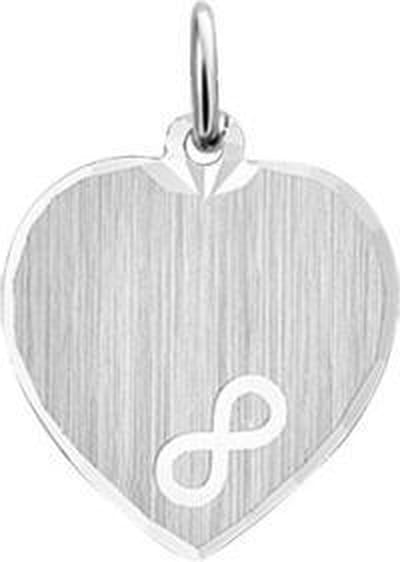 Zilver Gerhodineerd Graveerhartje infinity poli-mat gediamanteerd - 1323360