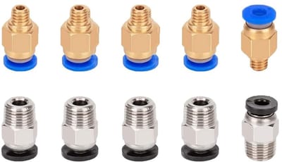 Dailygoody - 3D-printer Bandenconnectorset - Snelkoppeling - Goud en Blauw - Pneumatische Koppelingen - Voor 3D-printers - 10 Stuks