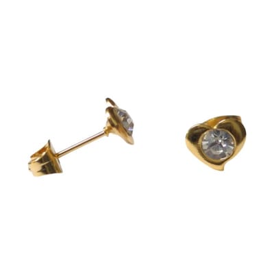 Aramat Jewels | Oorbellen | Stalen Hartjes Oorbellen 7x8mm - Goudkleur - Kristal | | | |8mm | Staal | Kinderen, Volwassenen | Verkleurd niet