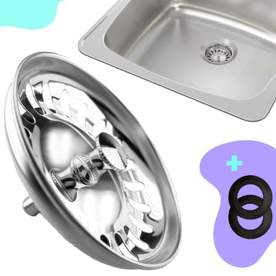 Gootsteen Zeef Afvoerstop voor de Keuken 78 mm - Korfplug - Afvoerplug - Universeel - Gootsteen zeef - Gootsteen Zeven - Zeef - Gootsteenstop - 1 Stuk - RVS