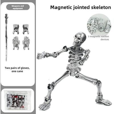 Middeleeuwse Skeletpop Robot Actiefiguur met Beweegbare Gewrichten Creatief Positioneerbaar Mannequin Bureau Decoratie Ideaal Voor Stressverlichting zilver