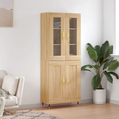 vidaXL - Hoge - kast - 69,5x34x180 - cm - bewerkt - hout - sonoma - eikenkleurig