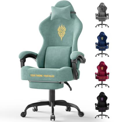Soontrans - Gamingstoel Ergonomische - Gamingfauteuil Bureaustoel -Voetsteun - Hoofdsteun - Lendensteun - Ademende Fluwelen Stof -ideaal voor Lange Gaming- en Werksessies - Groen