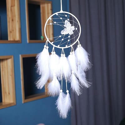 Meisjes Fris en Schattig Vlinder Dromenvanger Hangdecoratie Kamerdecoratie Stuurt Studentendag Cadeau Dromenvanger Hangdecoratie white