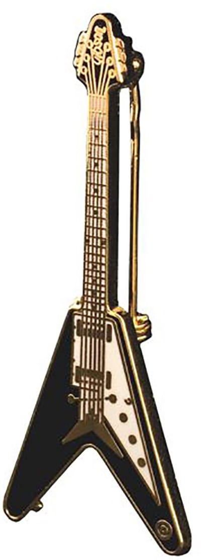 Music Gifts - Broche Flying V gitaar zwart/goud