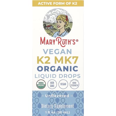 MaryRuth's, Biologische Vegan K2 MK7 Vloeibare Druppels, Ongezoet, 1 fl oz (30 ml)