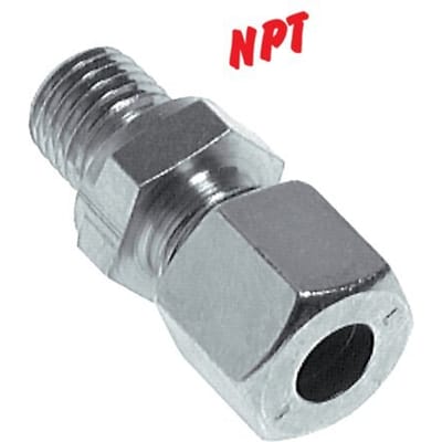 1/8'' NPT Buitendraad x 4LL Verzinkt Stalen Rechte Snijring Koppeling 100 Bar DIN 2353 [2 Stuks]