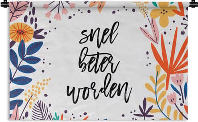 Wandkleed - Wanddoek - Beterschap - Quotes - Plant - 180x120 cm - Wandtapijt