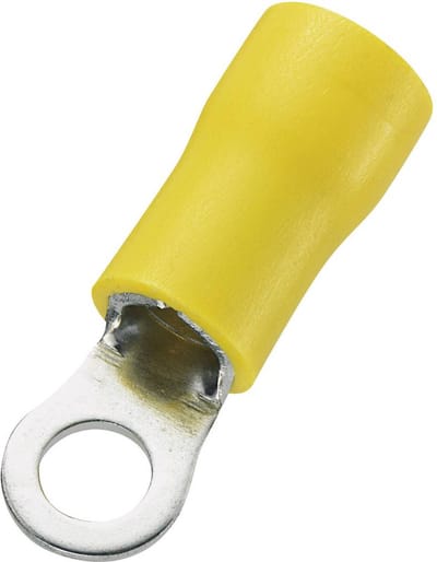 TRU COMPONENTS 746628 Ringkabelschoen Dwarsdoorsnede (max.): 6 mm² Schachtdiameter: 4.3 mm Deels geïsoleerd Geel 50 stu