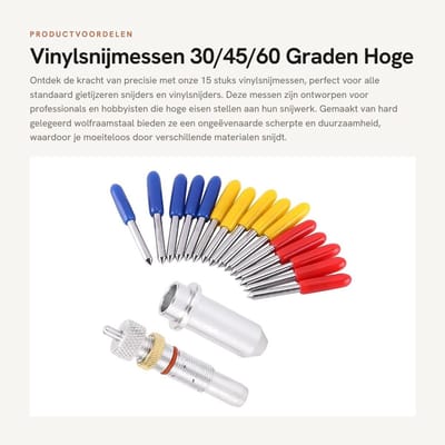 Dailygoods- Vinylsnijmessen 15 Stuks - 30/45/60 Graden - Hard Gelegeerd Wolfraamstaal - Hoge Slijtvastheid - Geschikt voor GCC - Lange Levensduur - Snijmes