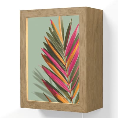 Wandlamp 15x20 cm - Oplaadbaar - Tak - Bladeren - Kleurrijk - Schaduw - Wandlampen binnen woonkamer - Slaapkamer lamp met kabel - Decoratieve nachtlamp - Vloerlamp snoer