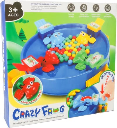 Crazy Frog Arcadespel – Hongerige Springende Kikkers XXL – Vaardigheidsspel tot 4 Spelers – Familiespel Kinderen 3+ – Met 26 Ballen – Kunststof