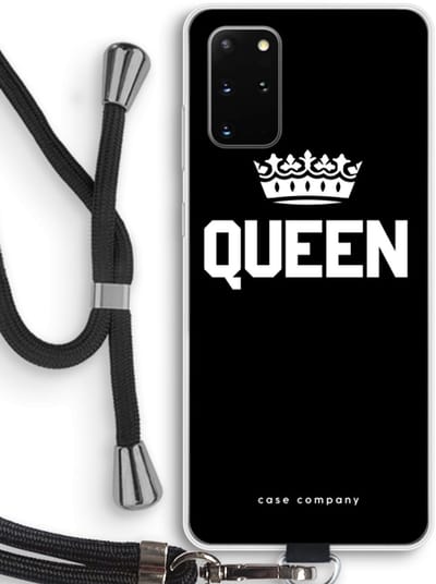 Case Company® - Hoesje met koord geschikt voor Samsung Galaxy S20 Plus hoesje met Koord - Queen zwart - Telefoonhoesje met Zwart Koord - Bescherming aan alle Kanten en Over de Schermrand