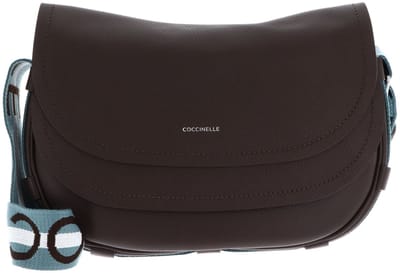 COCCINELLE Leren schoudertas Raquel Crossbody Bag Brunette / Arctic Blue donkerbruin