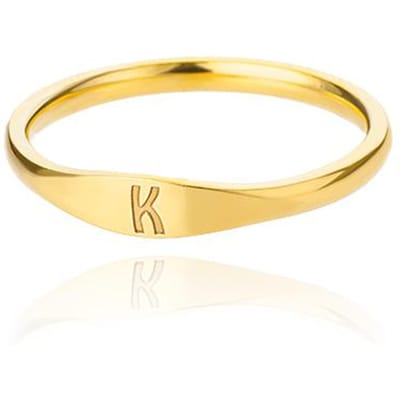 Kleine Initialen Ringen Voor Vrouwen Mode A-Z Letter Vinger Roestvrij Staal Ring Esthetische Bruiloft Sieraden Cadeau bijoux femme 7&Gold Color beige