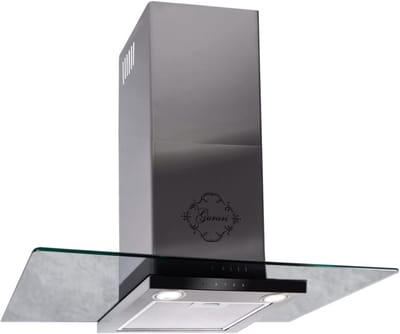 GURARI Wandafzuigkap GCH T 466 IS 60 BL PRIME+Koolfilter, Afzuigkap 60 cm 1000m³/h Wandafzuigkap in roestvrij staal glas