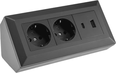 Stopcontact Hoekstopcontact met 2 Geaarde Aansluitingen en USB-C/Bla
