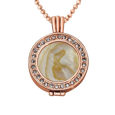 Quiges - Munthouder met Ketting en Munt 25mm Schelp Creme - Rose Goudkleurig met Zirkonia - EPRHZ1867