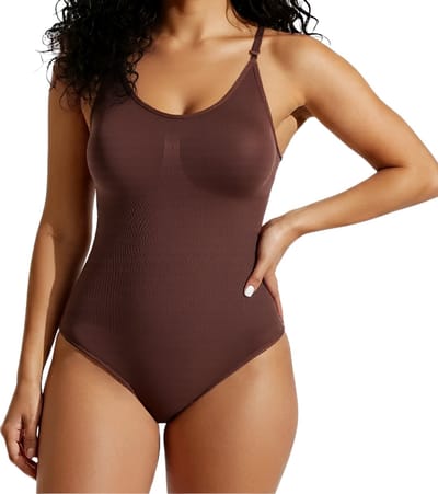 Corrigerende Body dames - Bruin - Maat S - Naadloos - corrigerende bodysuit - onzichtbare body - Bodysuit zonder beugel - corrigerend ondergoed dames - corrigerende string - shapewear